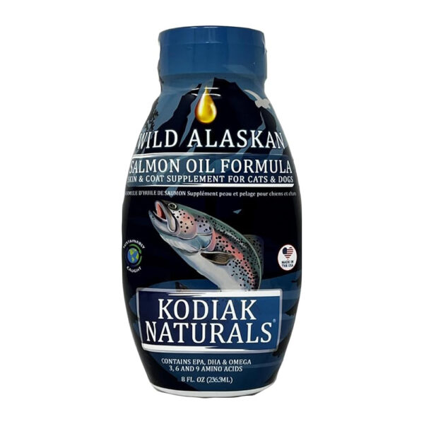 Kodiak Naturals Salmon Oil Supplement for Cats & Dogs 8oz size.
